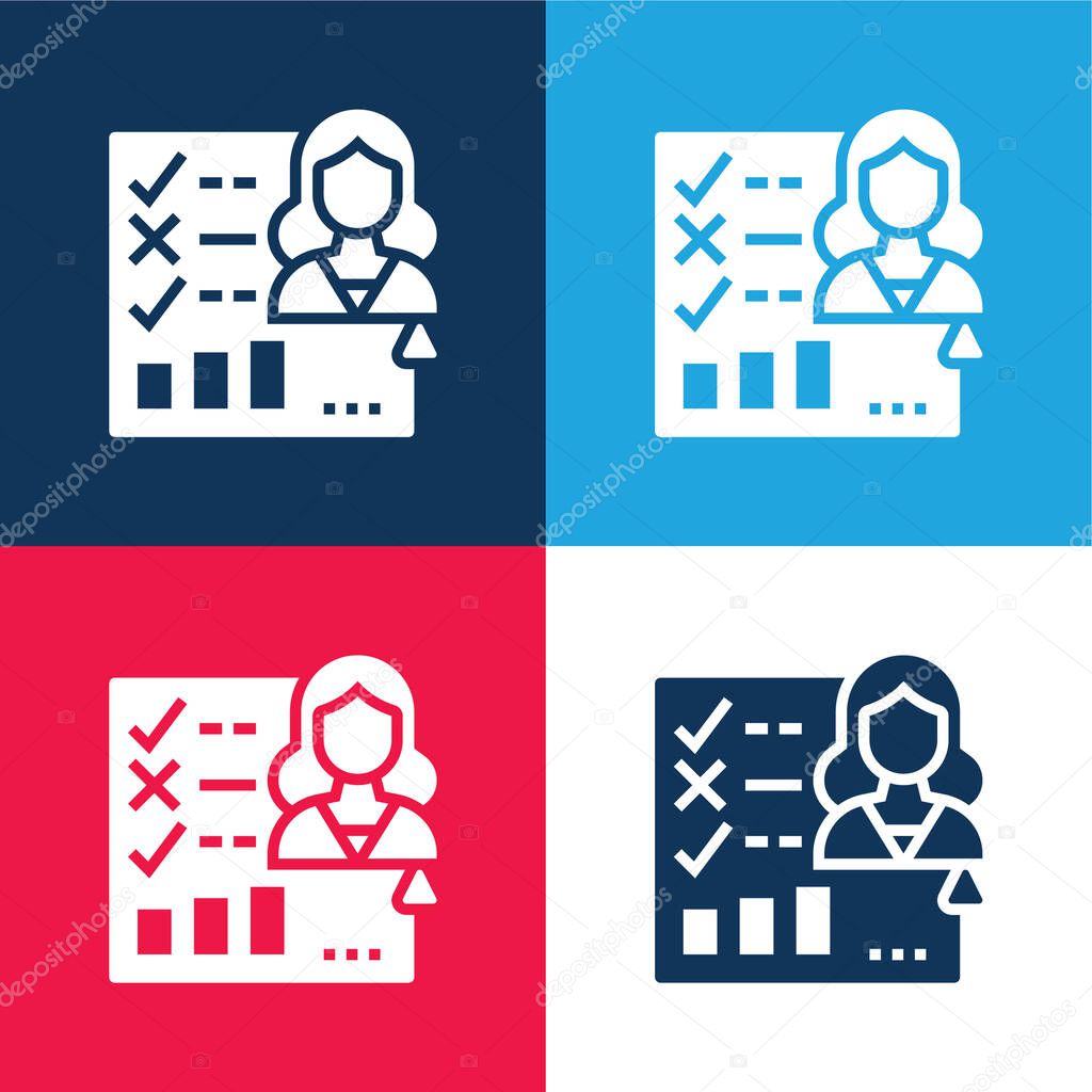 Appraisal Form blue and red four color minimal icon set