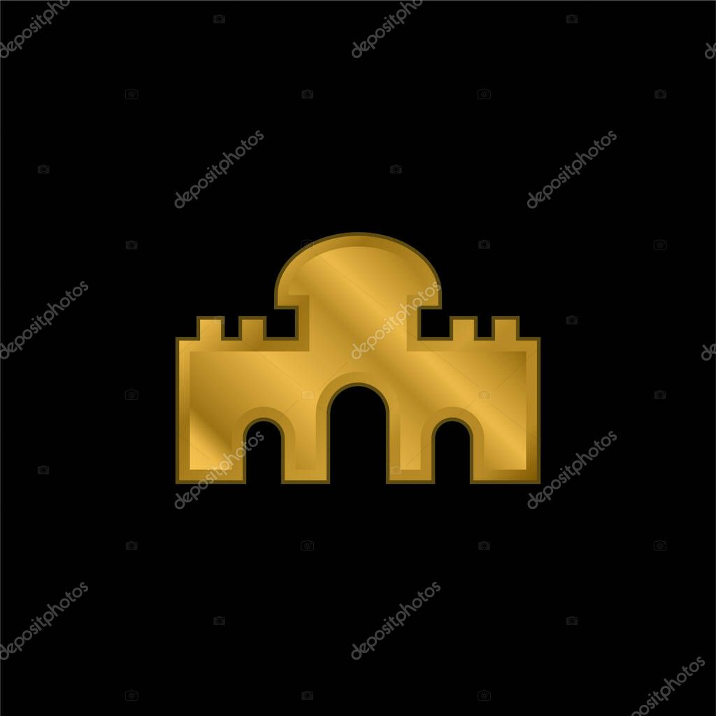 Alcala Gate gold plated metalic icon or logo vector