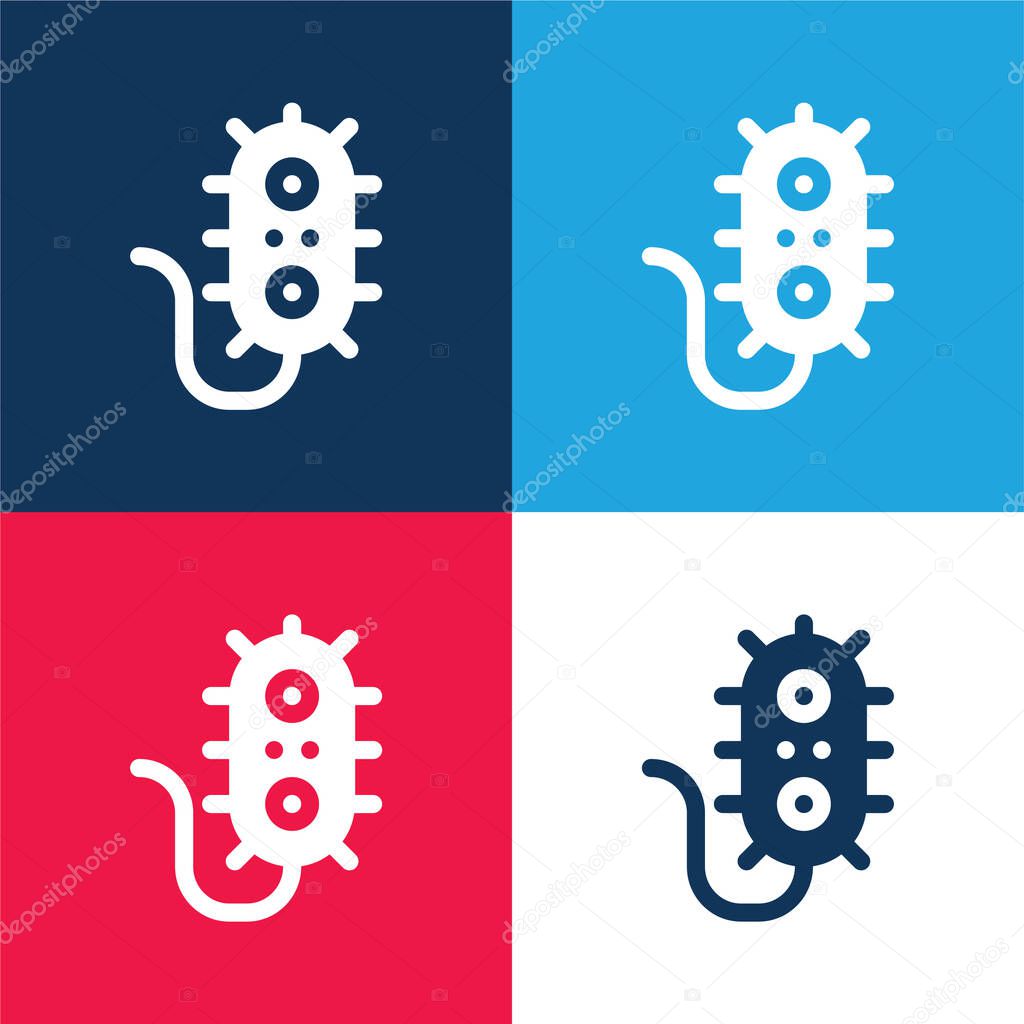 Bacteria blue and red four color minimal icon set