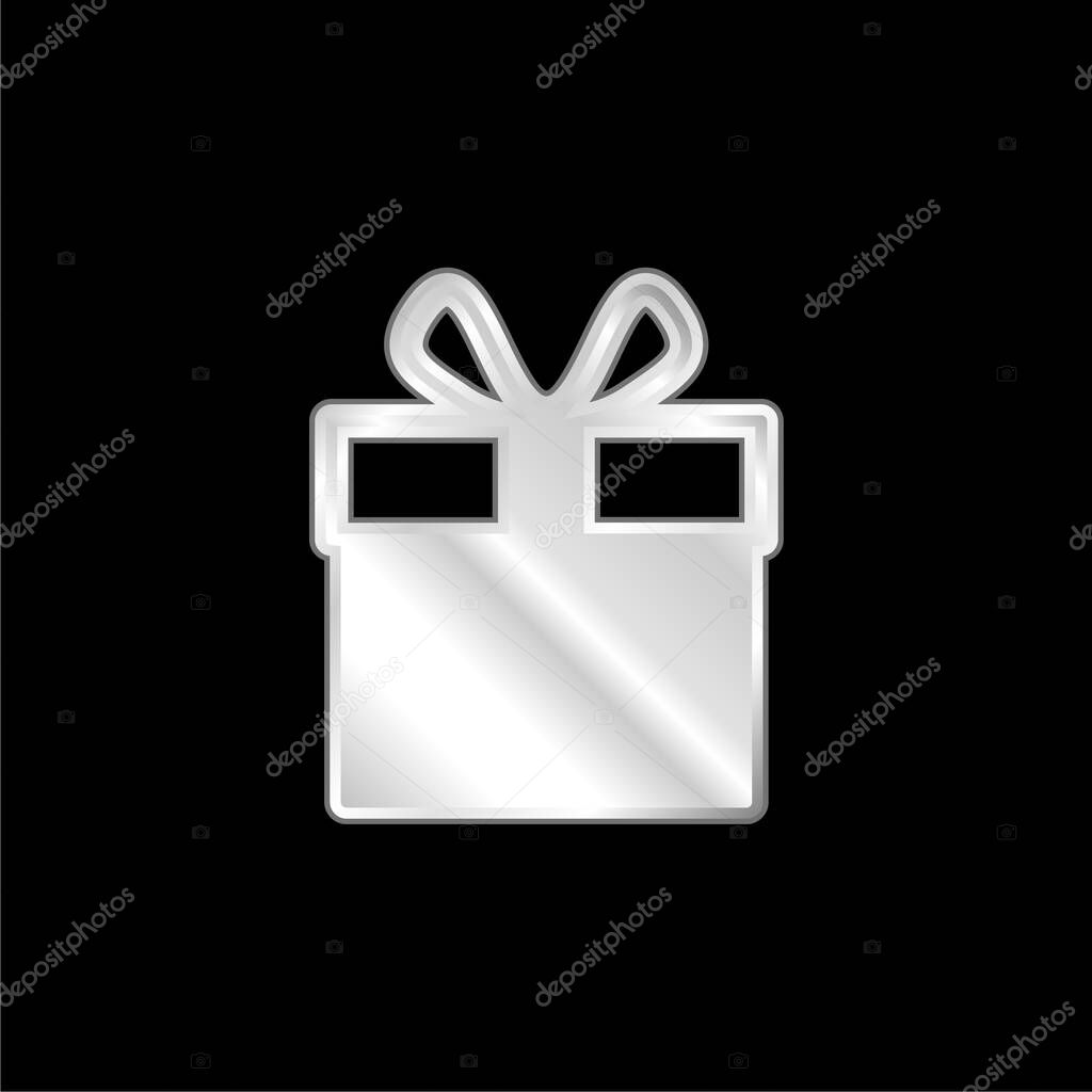 Big Gift silver plated metallic icon