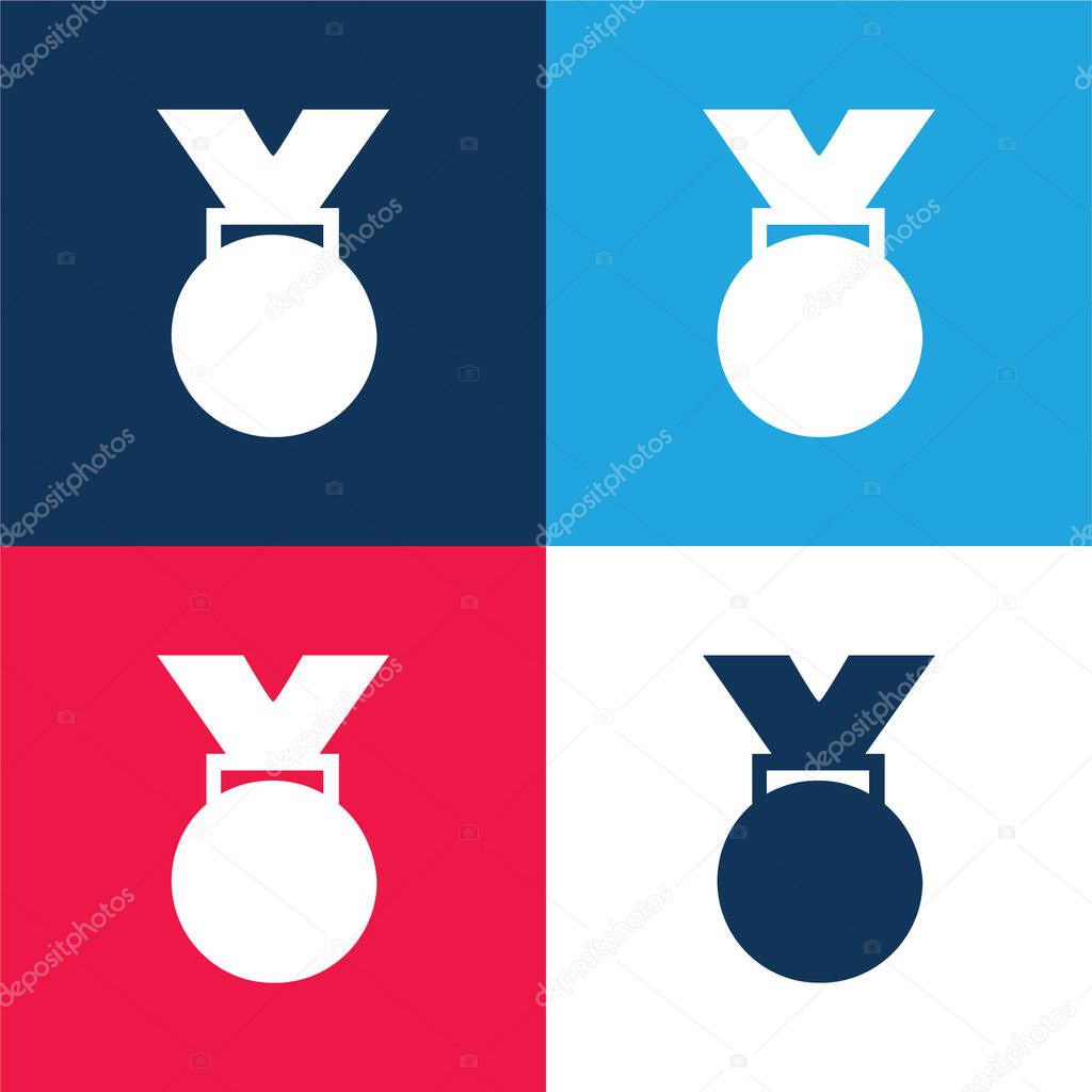 Award Medal blue and red four color minimal icon set