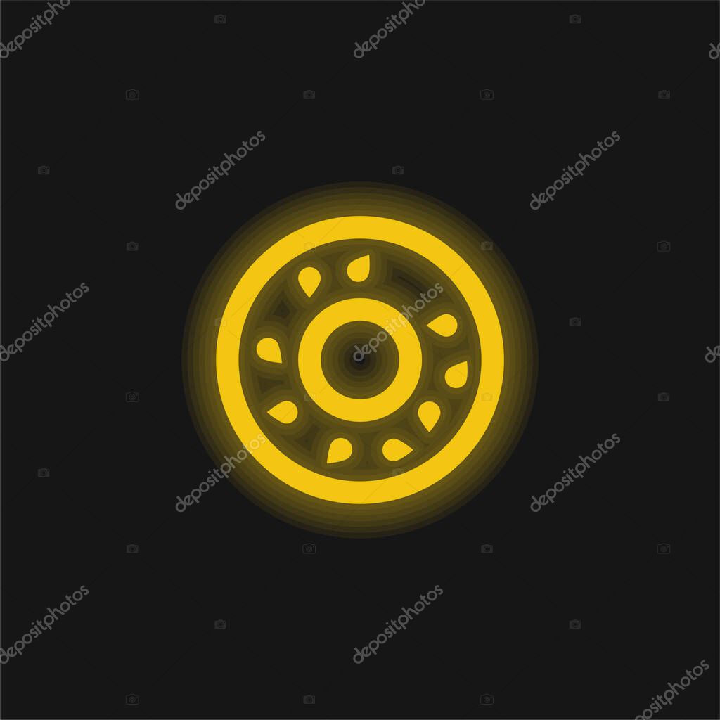 Bagel yellow glowing neon icon