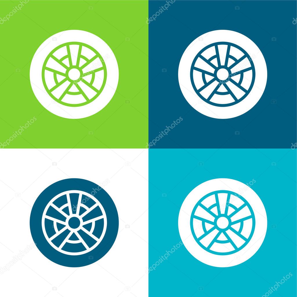 Alloy Wheel Flat four color minimal icon set