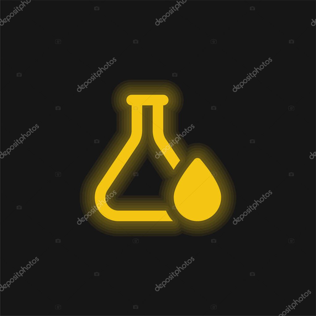 Blood Drop yellow glowing neon icon