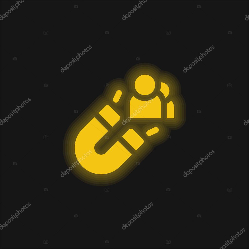 Attract Customers yellow glowing neon icon
