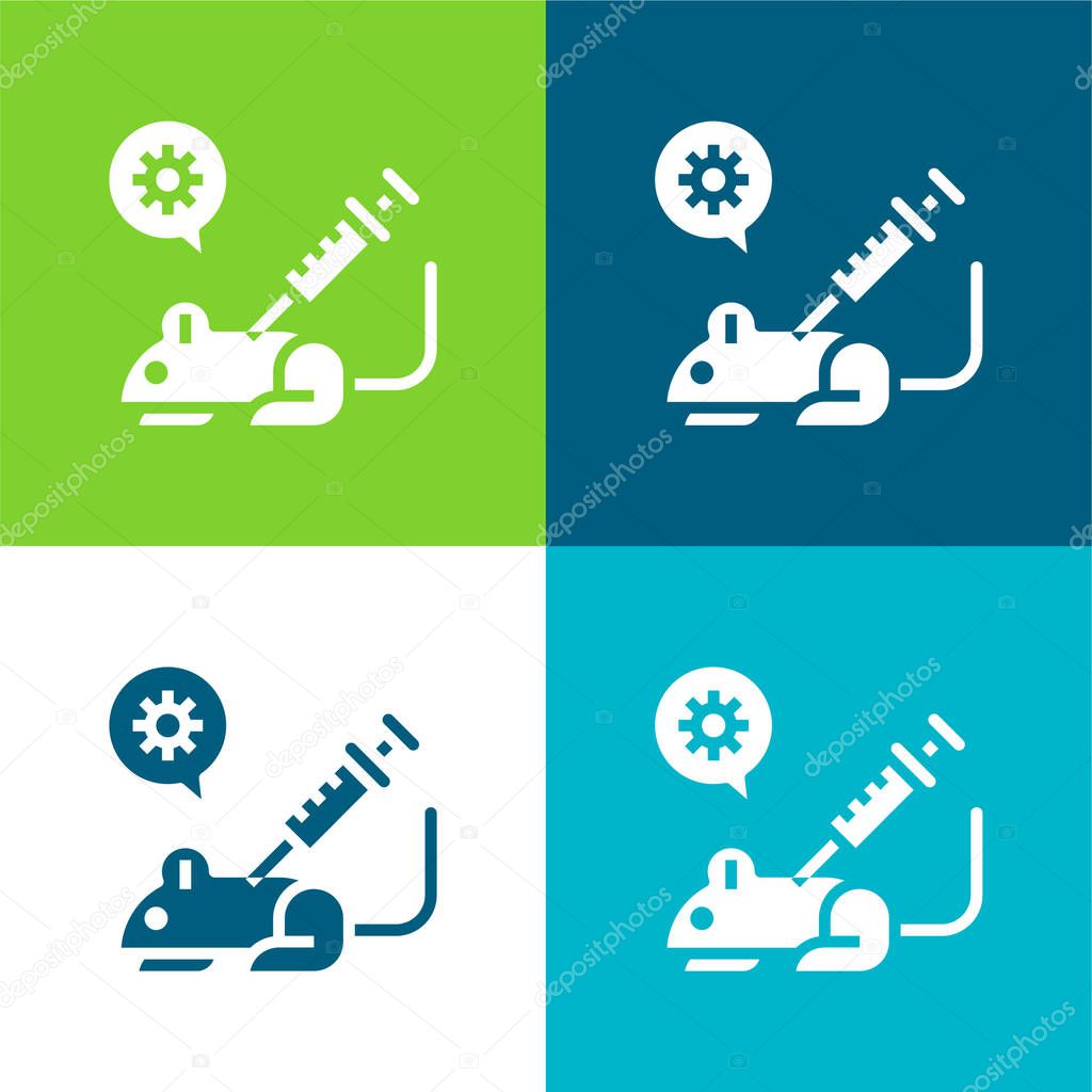 Animal Testing Flat four color minimal icon set