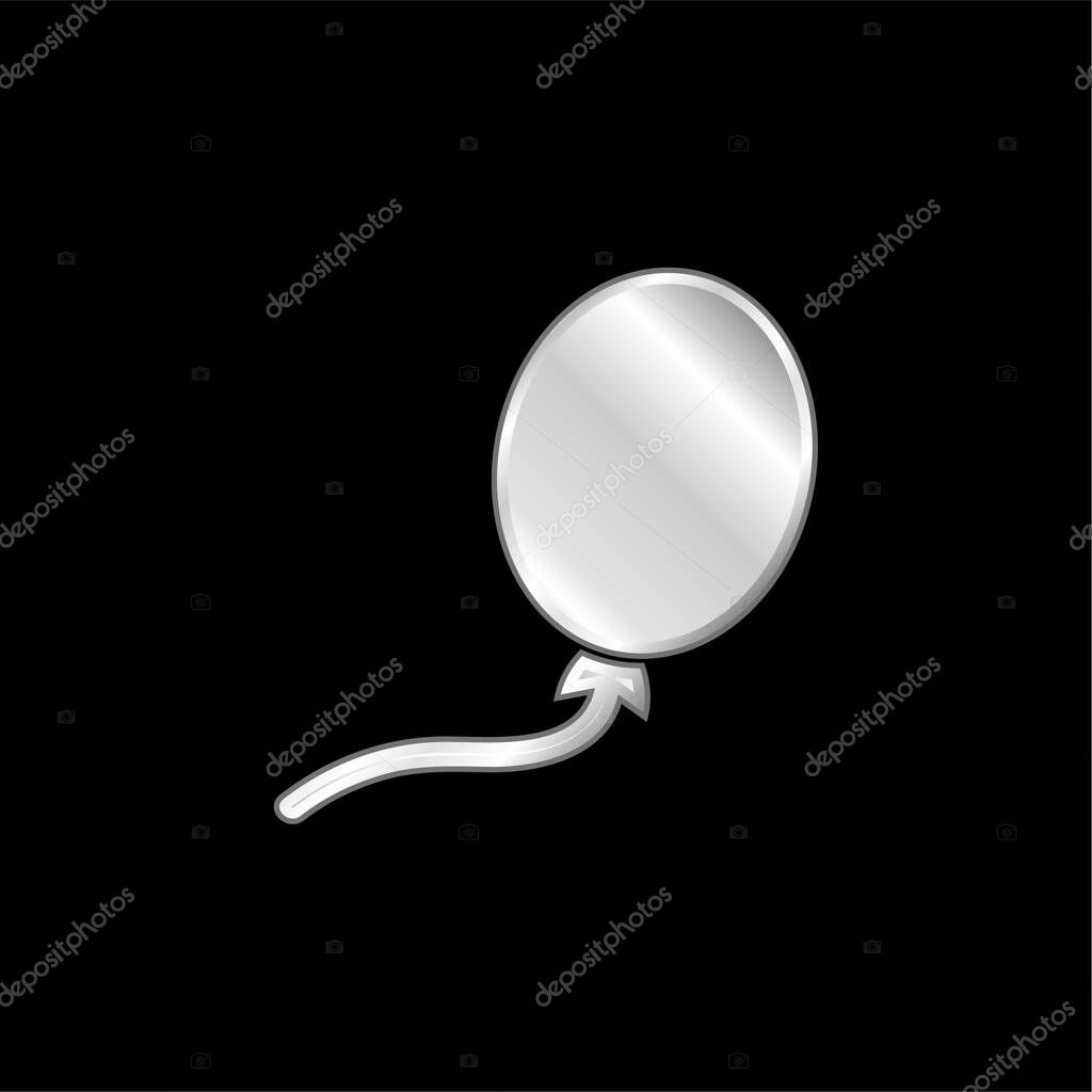 Balloon Black Oval Shape silver plated metallic icon