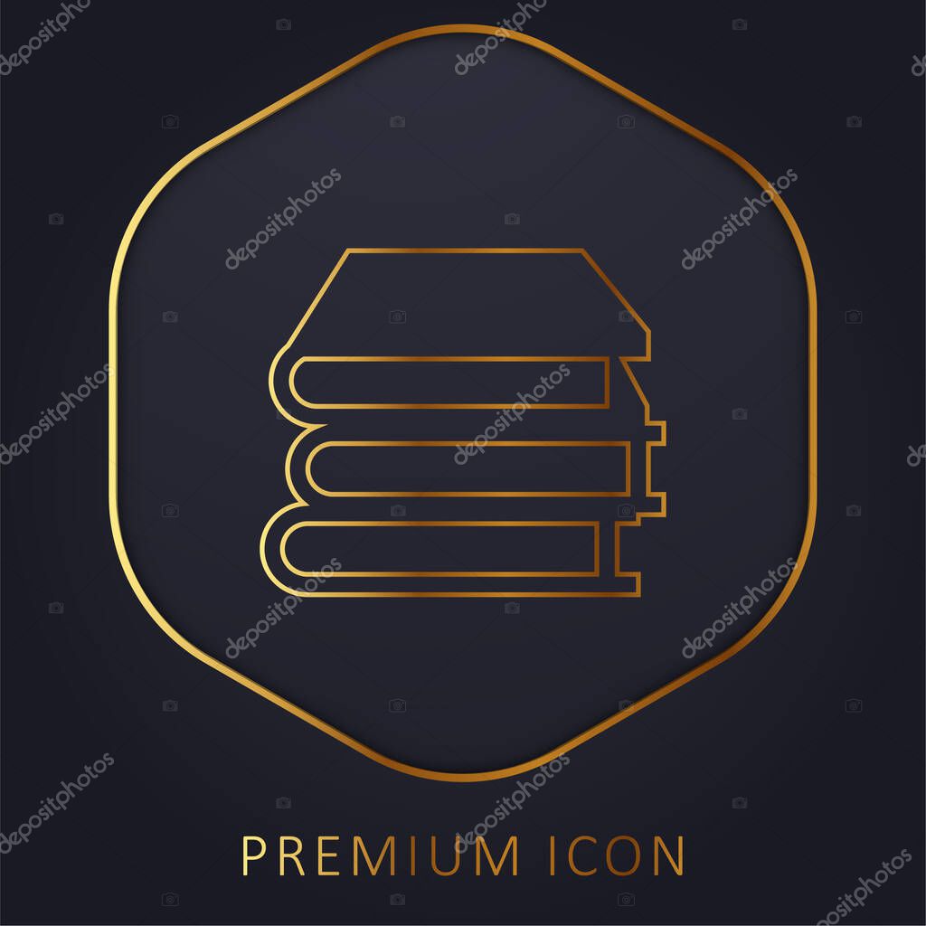 Books Stack golden line premium logo or icon