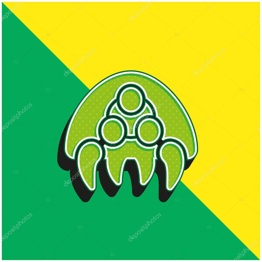 Alien Green and yellow modern 3d vector icon logo