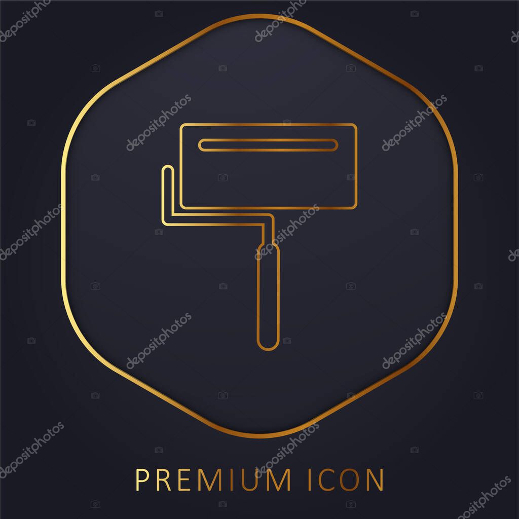Big Paint Roller With Shine golden line premium logo or icon