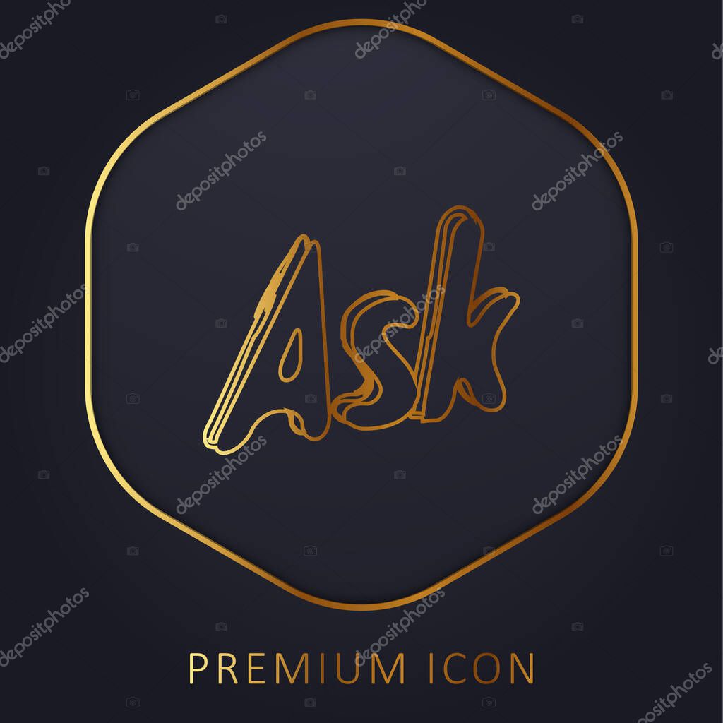 Ask Website Logo Sketch Variant golden line premium logo or icon