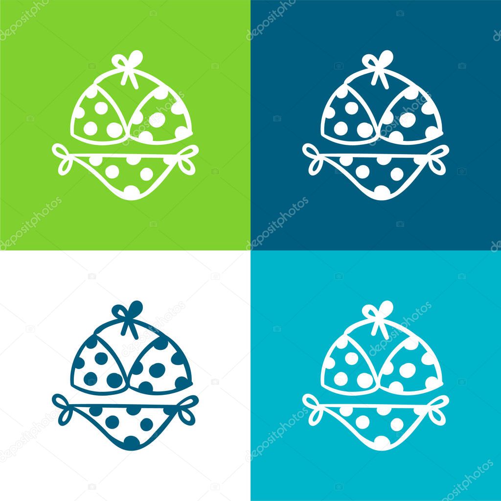 Bikini Flat four color minimal icon set