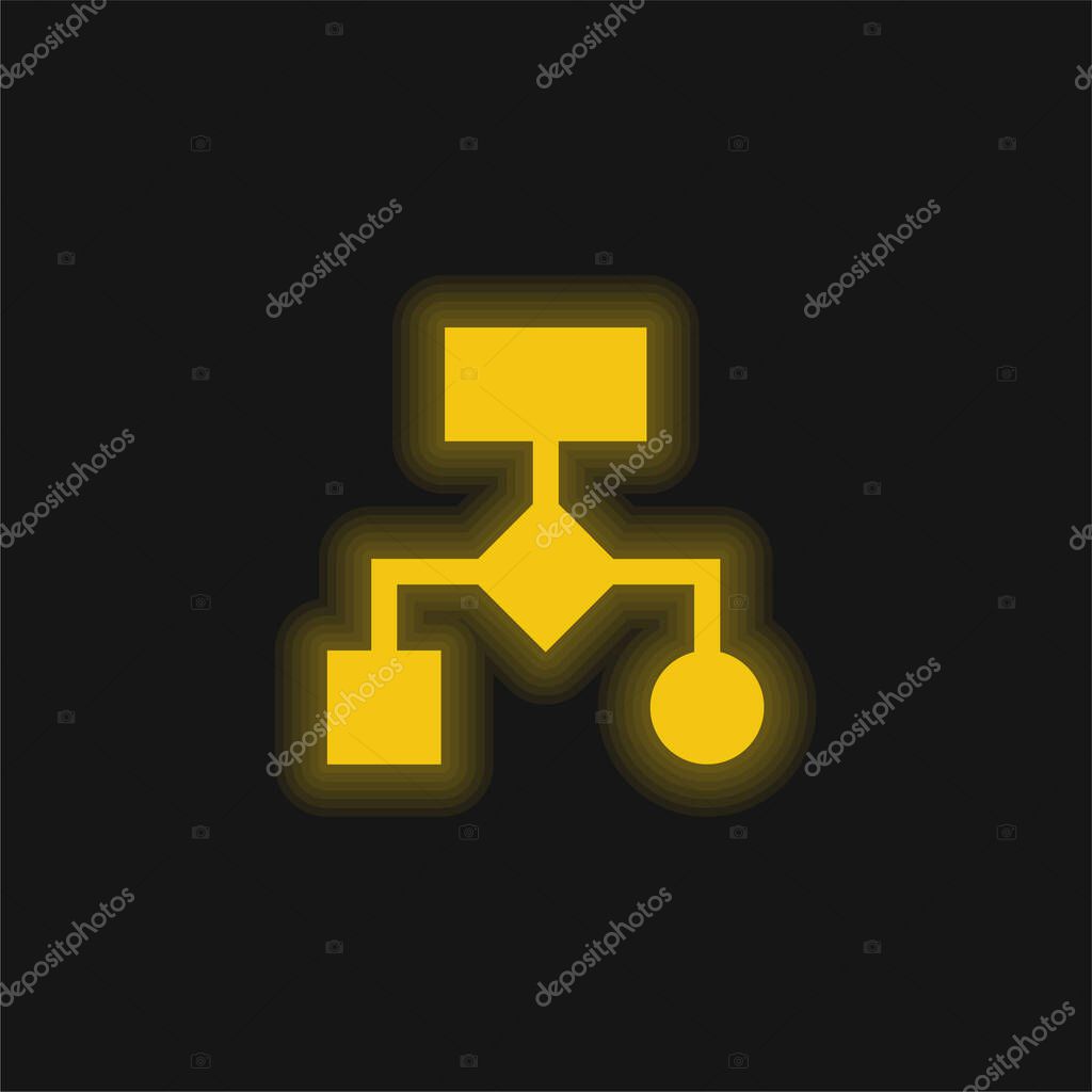 Algorithm yellow glowing neon icon