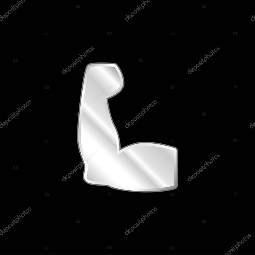 Biceps silver plated metallic icon