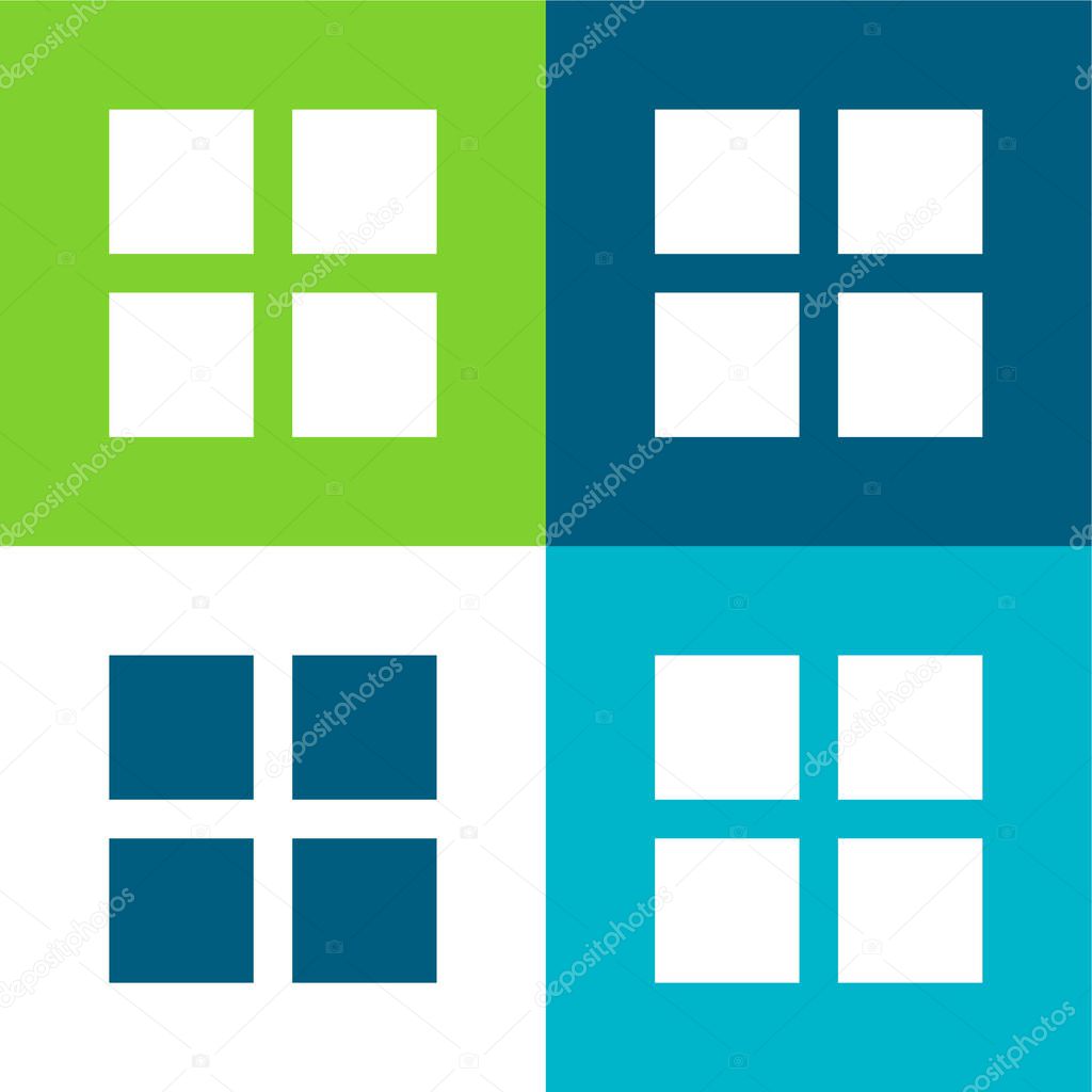 4 Black Squares Flat four color minimal icon set