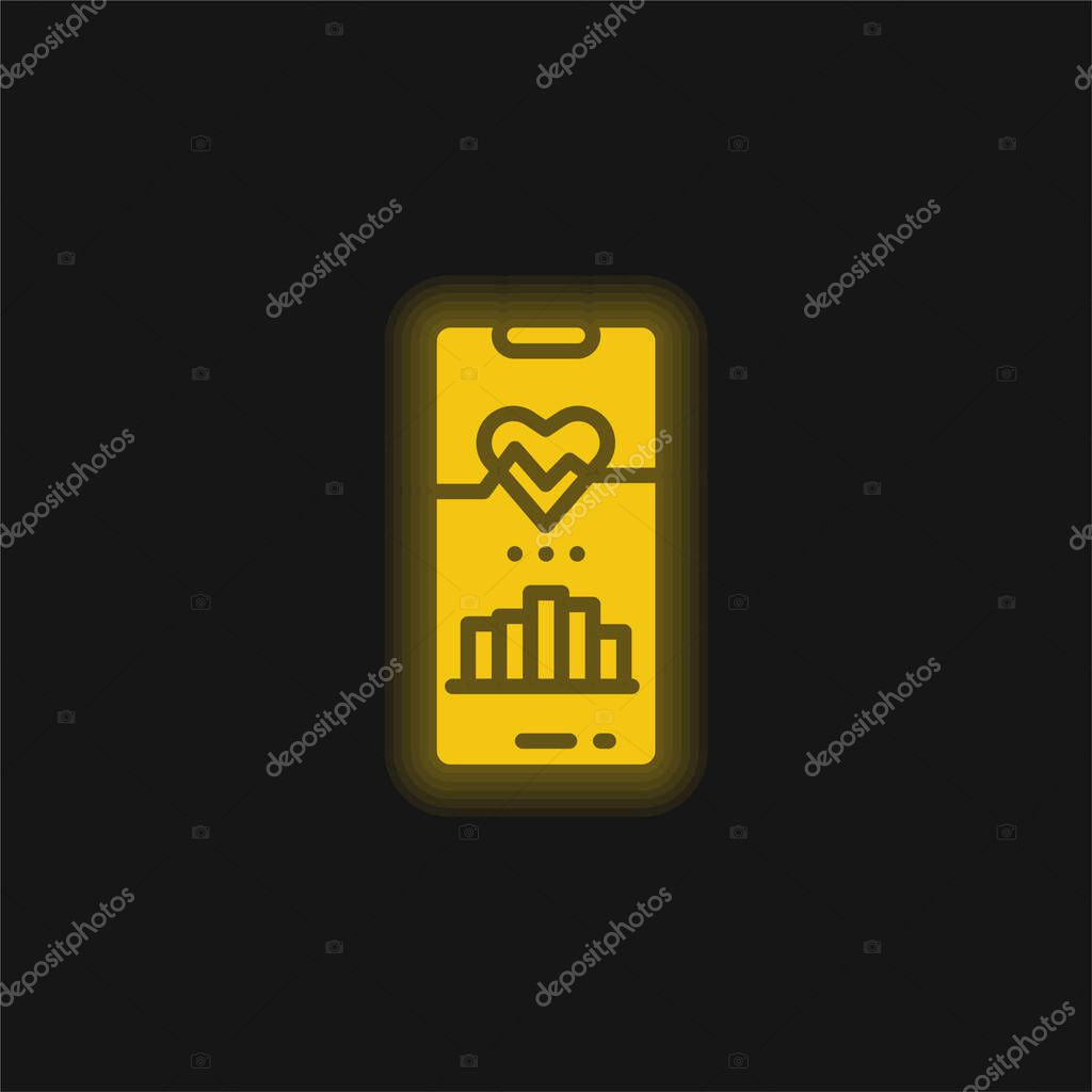 Activity Tracker yellow glowing neon icon