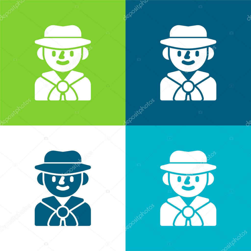 Boy Scout Flat four color minimal icon set