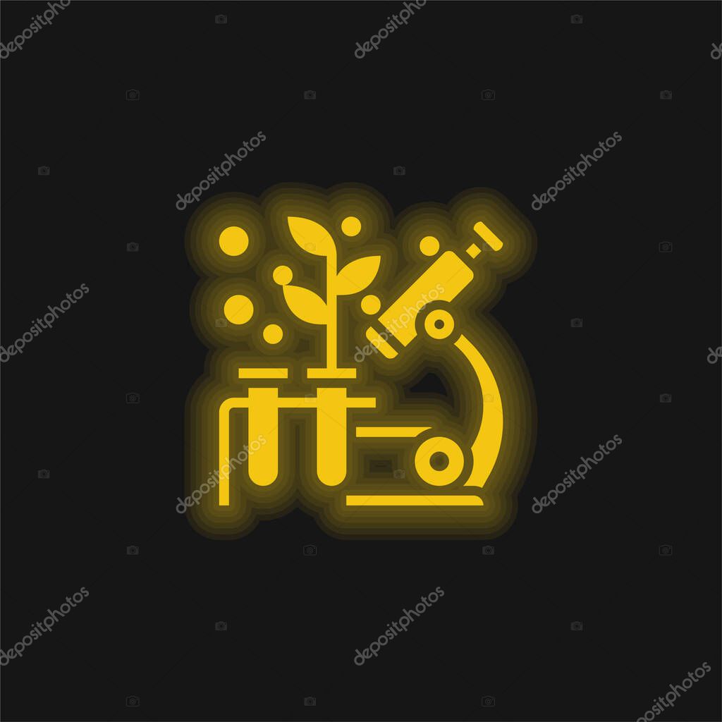 Biology yellow glowing neon icon