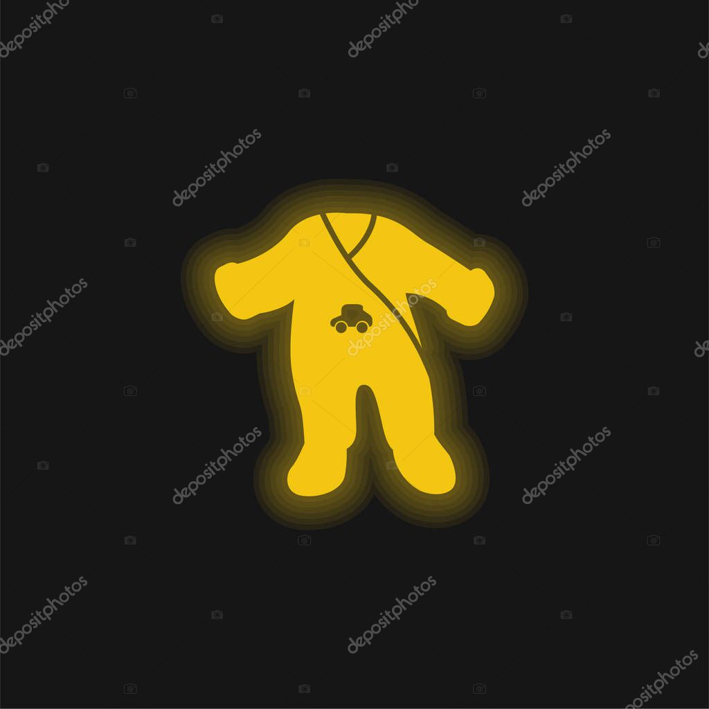 Baby Bubbler Wrap yellow glowing neon icon
