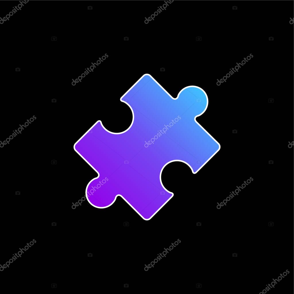 Black Rotated Puzzle Piece blue gradient vector icon