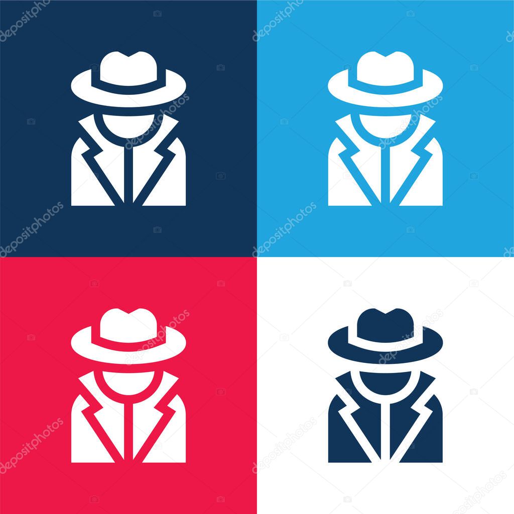 Annonymous blue and red four color minimal icon set