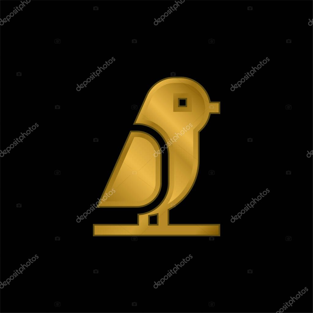 Bird gold plated metalic icon or logo vector