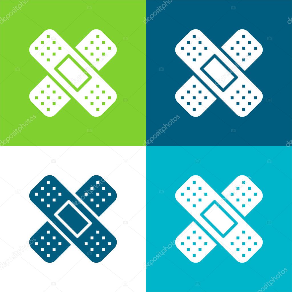 Band Aid Flat four color minimal icon set