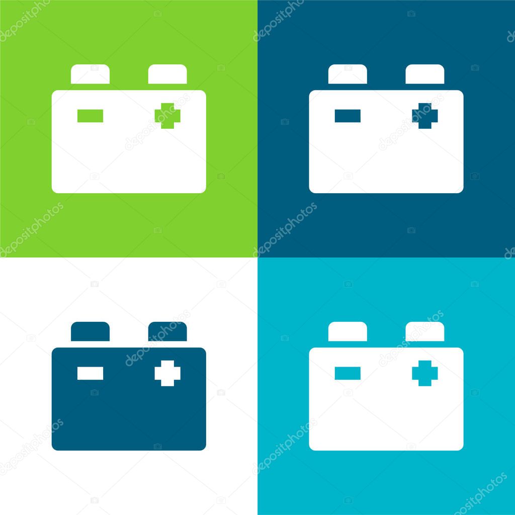 Battery Flat four color minimal icon set