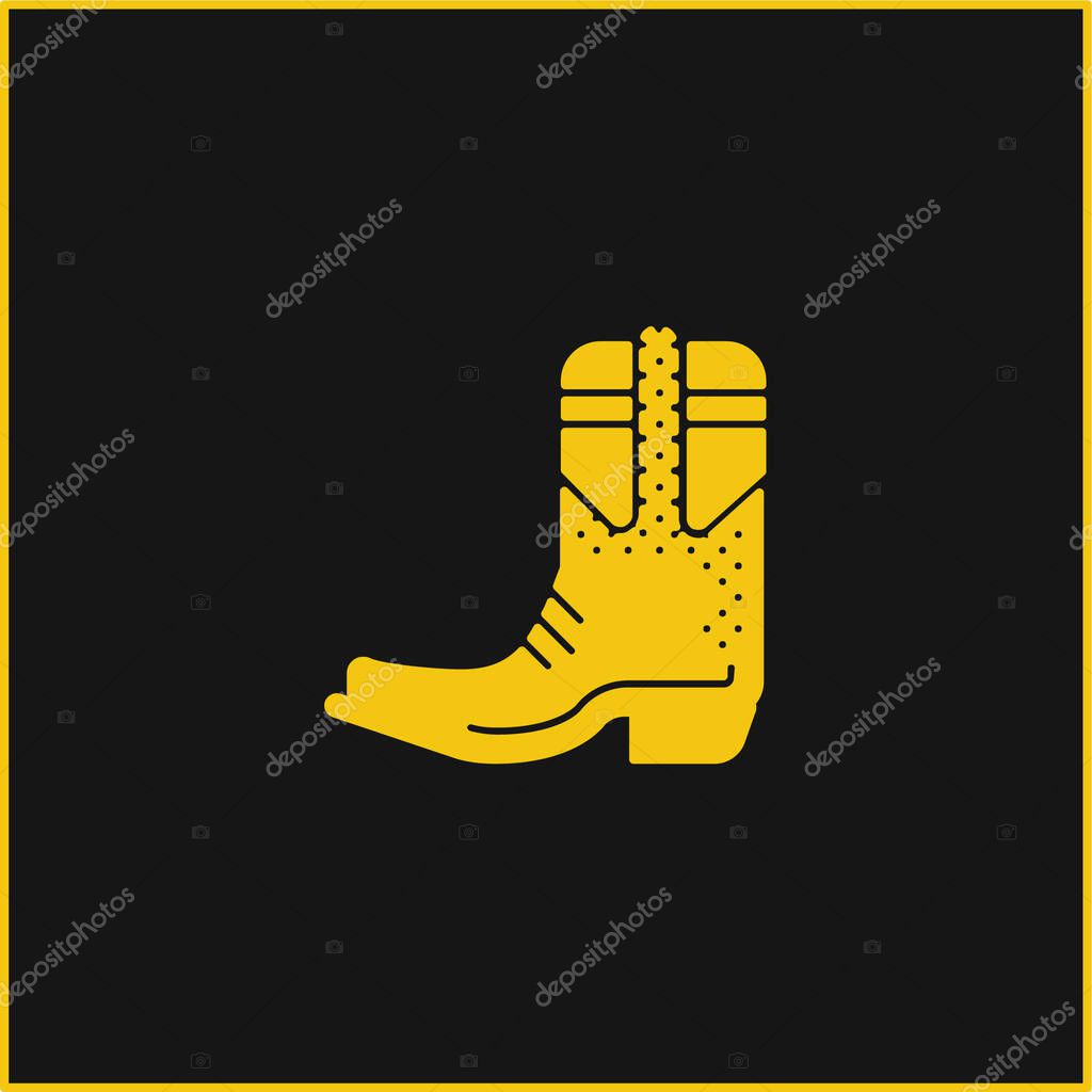 Boot yellow glowing neon icon