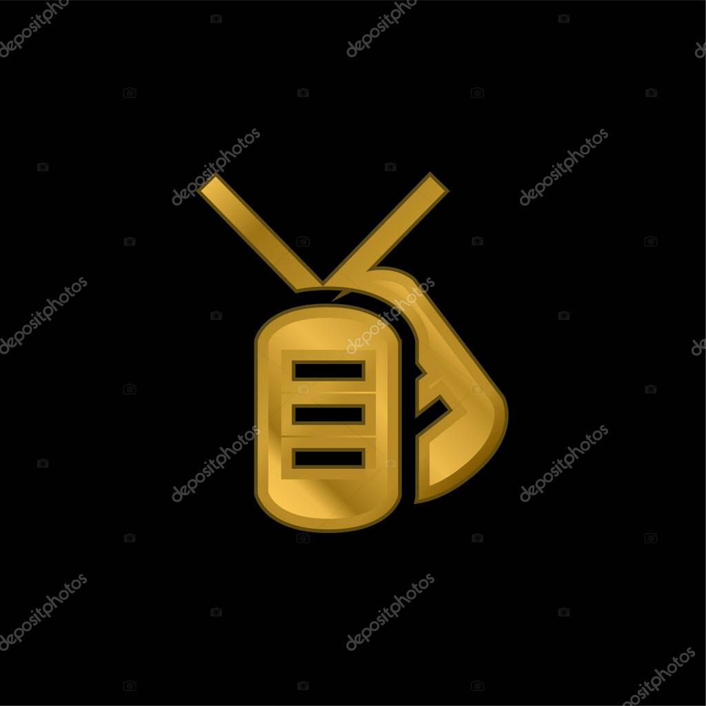 Army Dog Tag gold plated metalic icon or logo vector