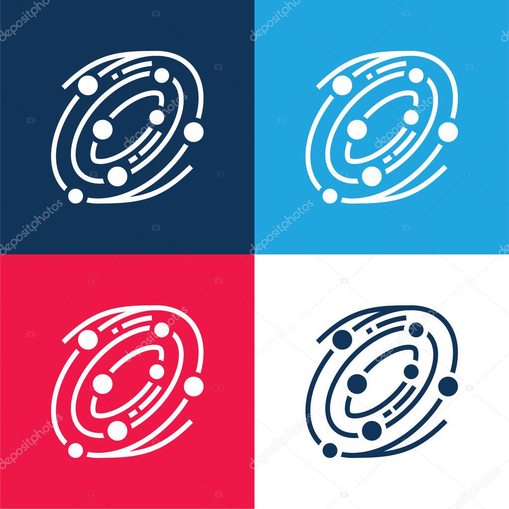 Astronomy blue and red four color minimal icon set