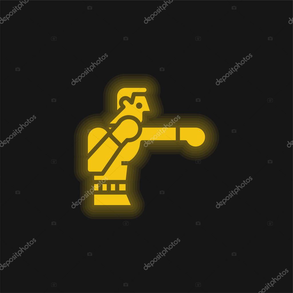 Boxing yellow glowing neon icon