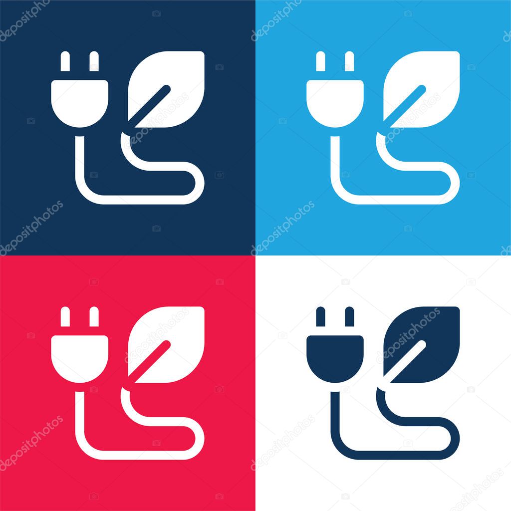 Bio Energy blue and red four color minimal icon set