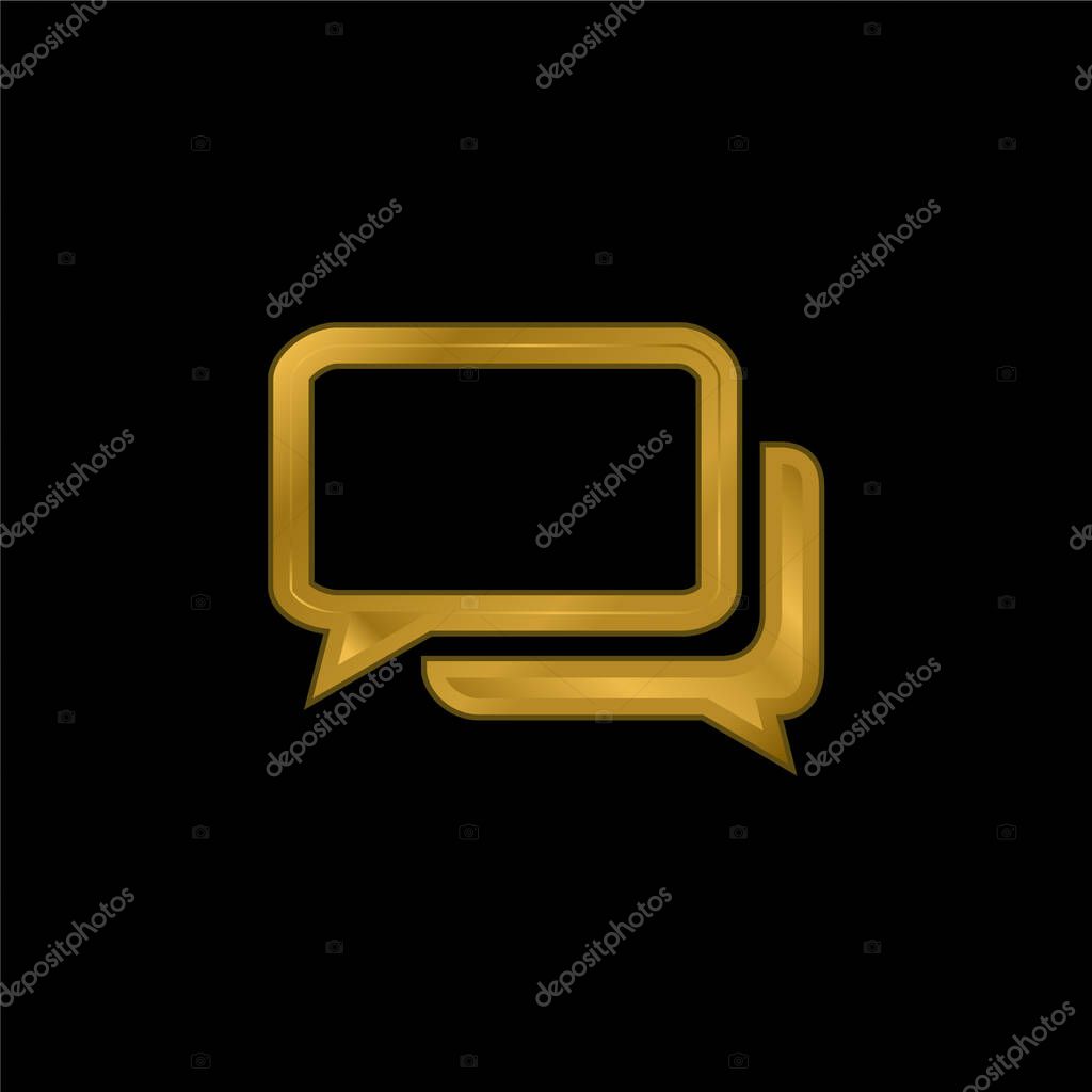 Black And White Chat Bubbles gold plated metalic icon or logo vector