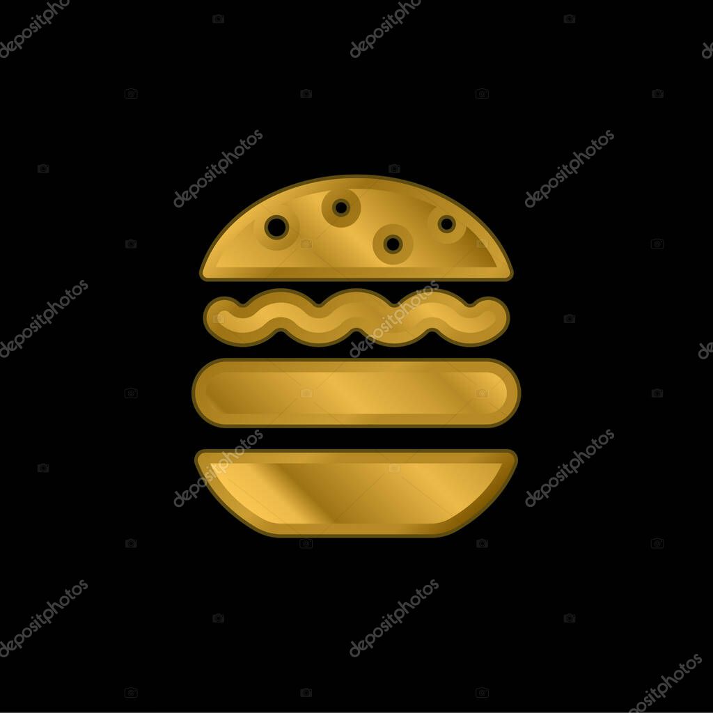 Big Hamburger gold plated metalic icon or logo vector