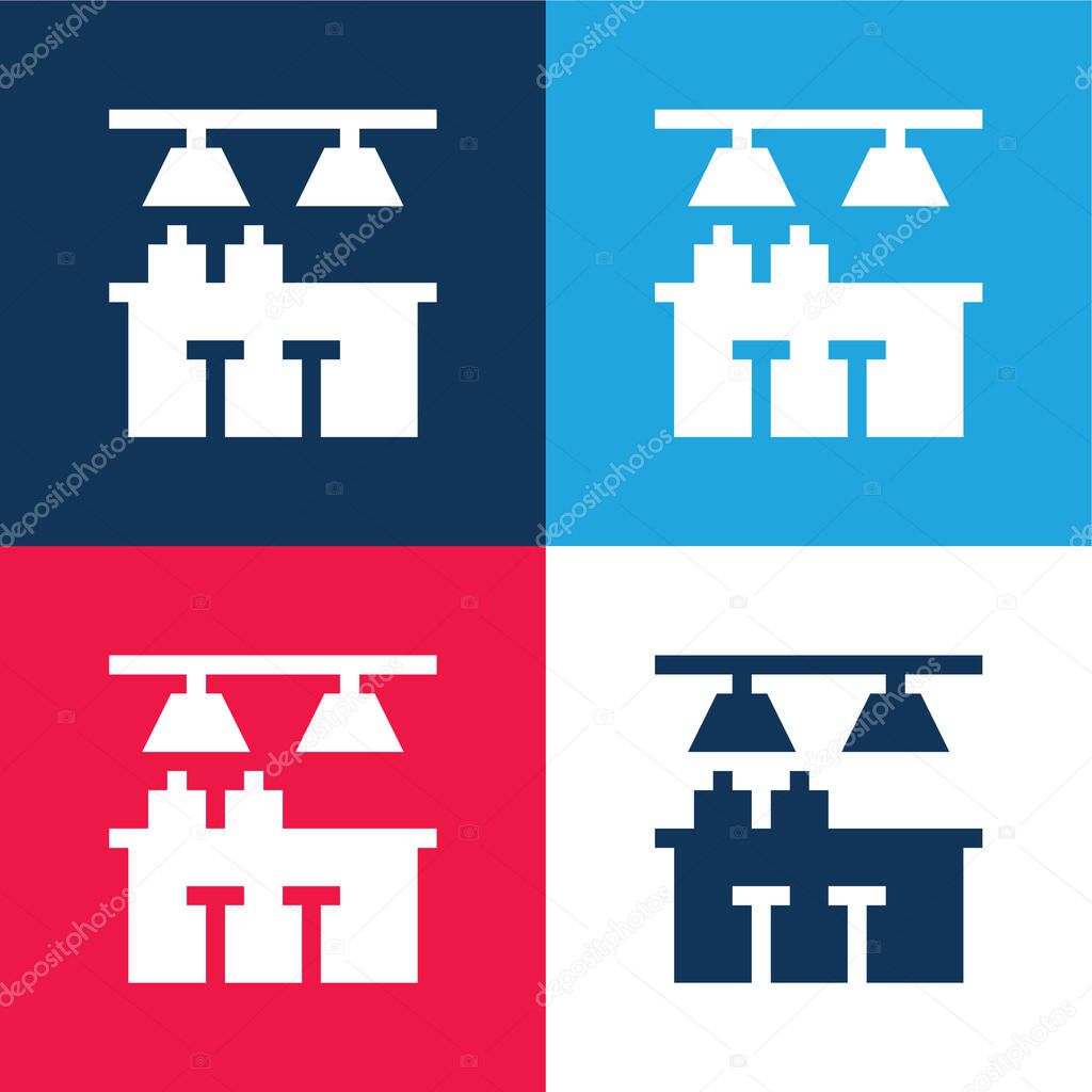 Bar blue and red four color minimal icon set