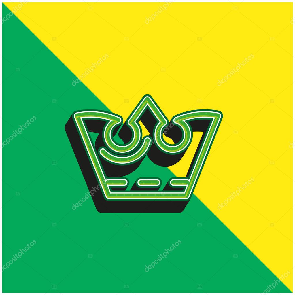 Crown Green and yellow modern 3d vector icon logo