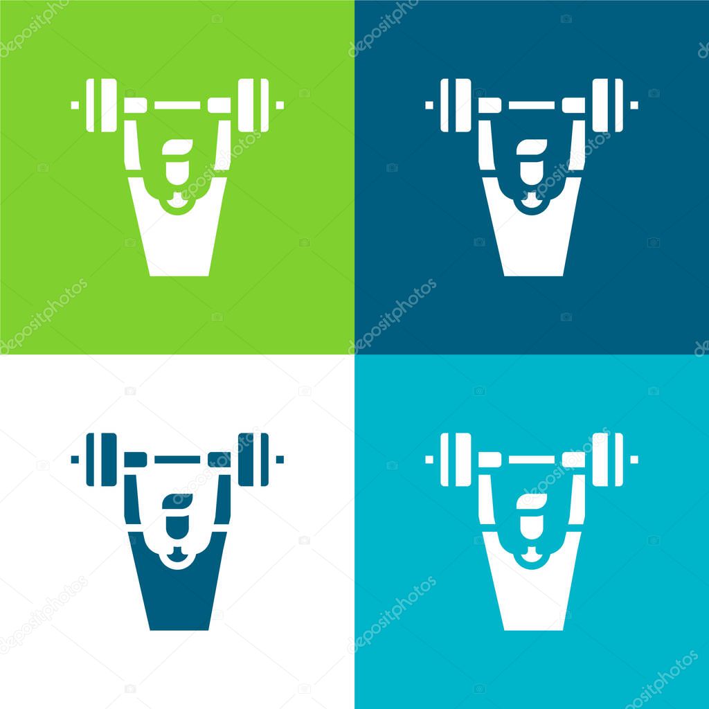 Barbell Flat four color minimal icon set