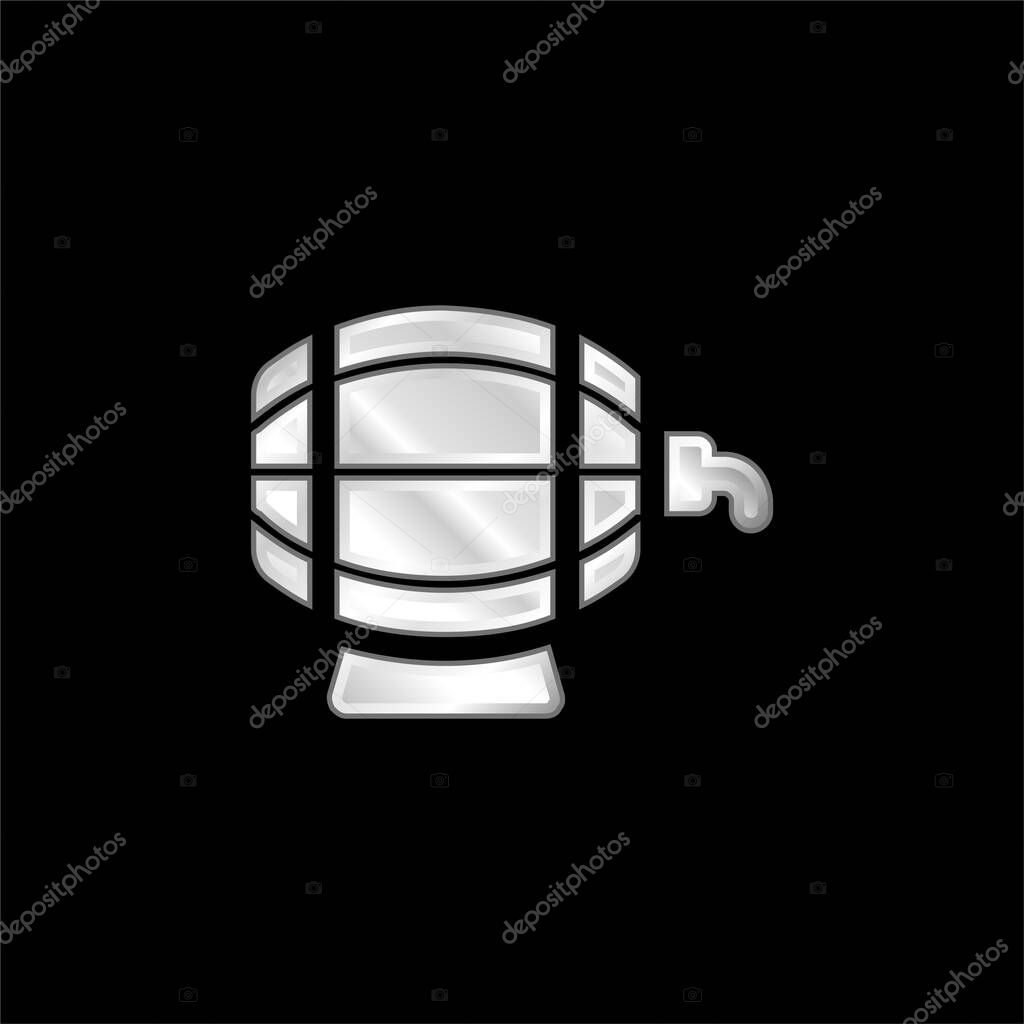 Beer Barrel silver plated metallic icon