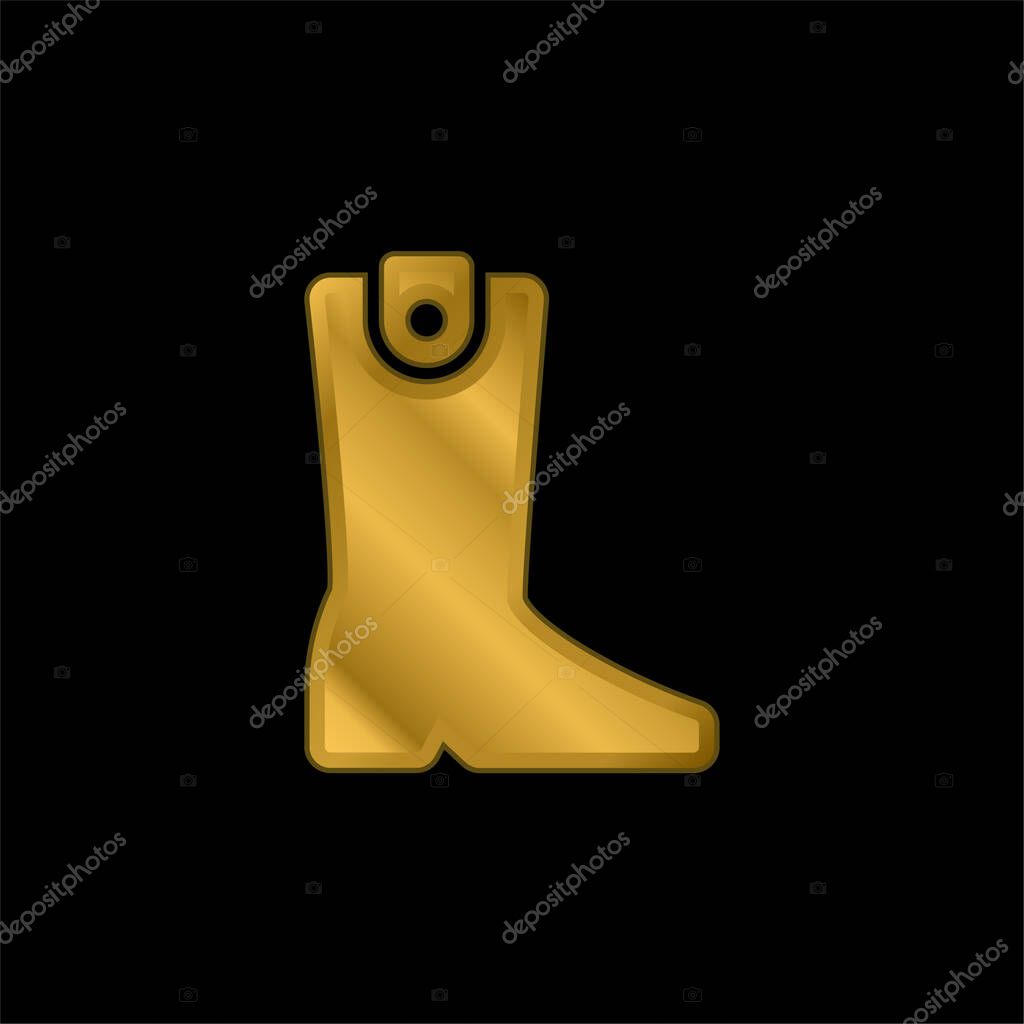 Boot gold plated metalic icon or logo vector