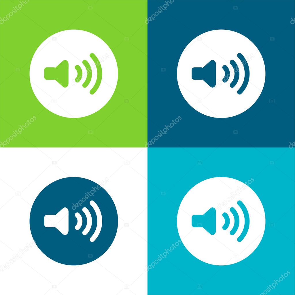 Audio Control Button Flat four color minimal icon set