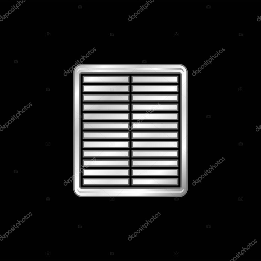 Air Filter silver plated metallic icon