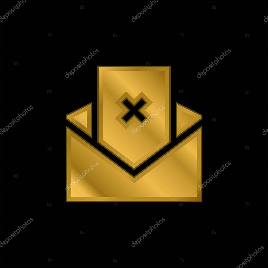 Bad Review gold plated metalic icon or logo vector