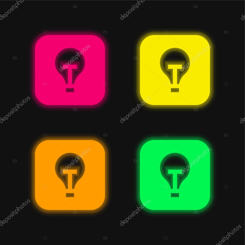 Apple four color glowing neon vector icon