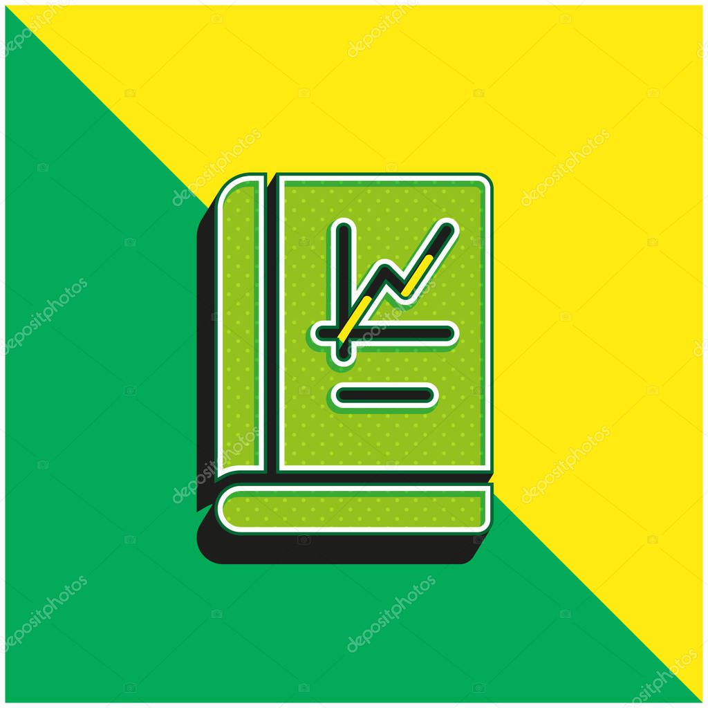 Book Green and yellow modern 3d vector icon logo