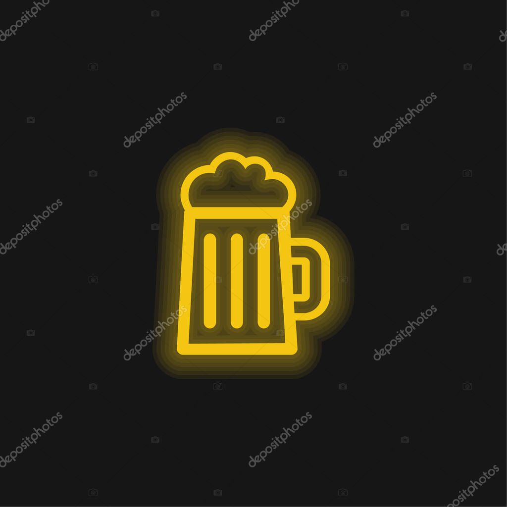 Beer Drink Jar Outline yellow glowing neon icon