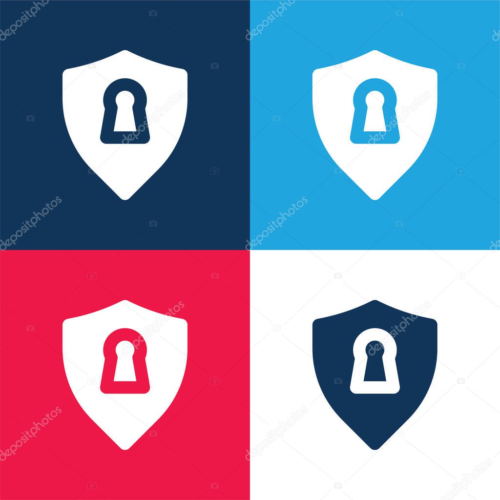 Antivirus blue and red four color minimal icon set