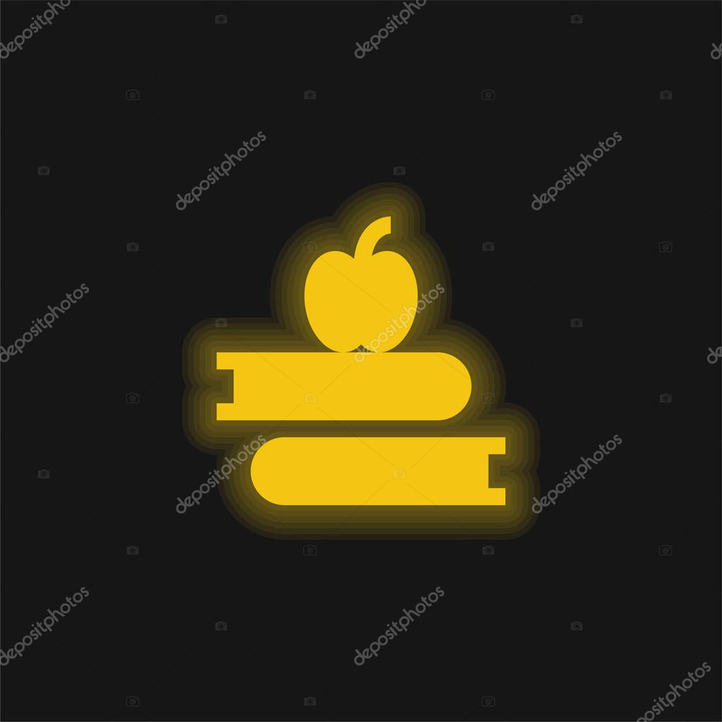 Books yellow glowing neon icon