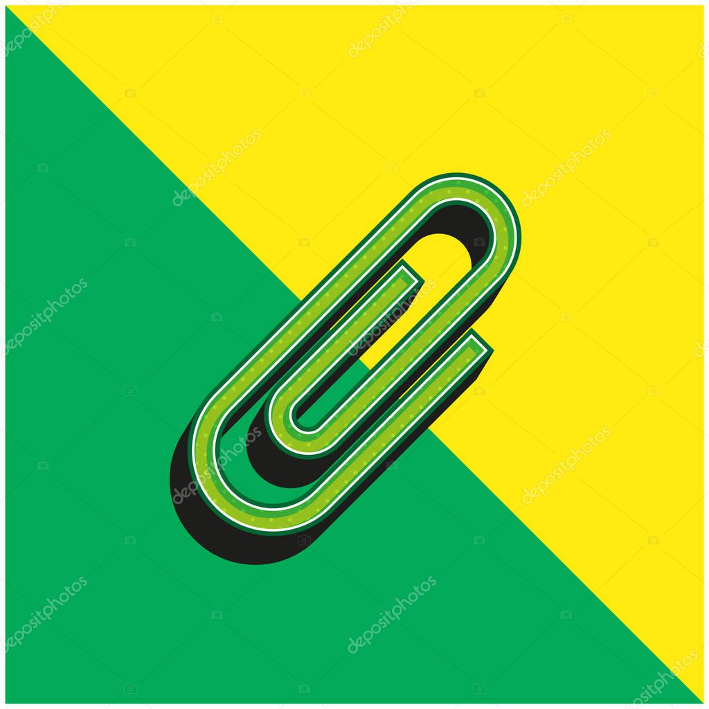 Attached Green and yellow modern 3d vector icon logo