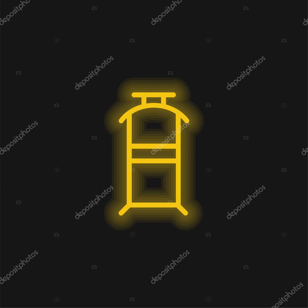 Bedroom Hanger For Clothes yellow glowing neon icon